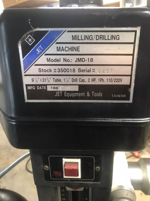 Jet JMD 18 milling machine for Sale in University Place, WA OfferUp