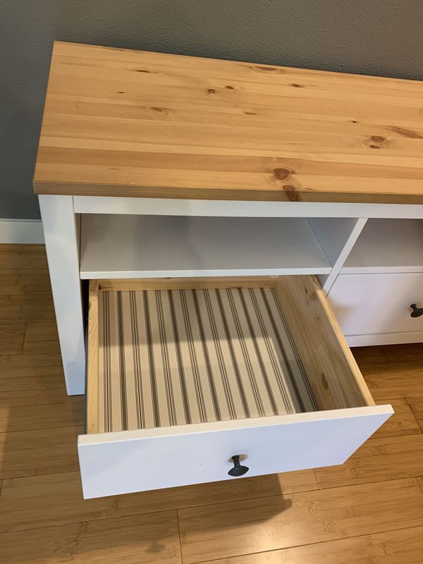 IKEA Hemnes Pine | White Wood Media TV Stand for Sale in ...