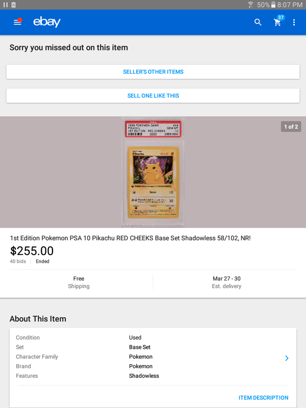 First edition shadowless red cheek pikachu. Super Rare for Sale in Las