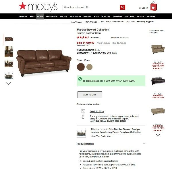 Martha Stewart Bradyn Leather Sofa For In Morrow Ga Offerup 299sold