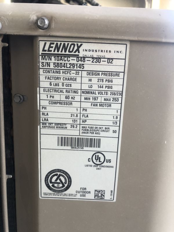 Lennox 4 ton r22 straight cool condenser ac units for Sale in Henderson