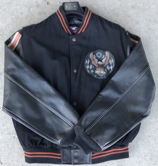 Harley Davidson leather canvas letterman varsity jacket XXL for Sale in ...