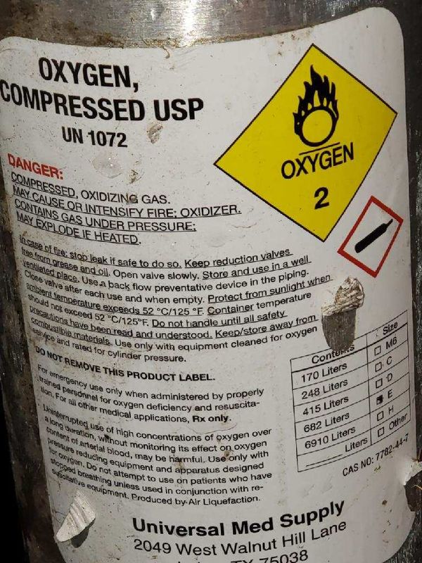 Oxygen compressed USP understand 1072 for Sale in Mesquite, TX OfferUp