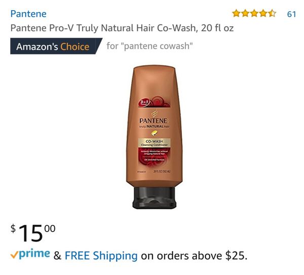 Pantene Pro V Truly Natural Hair Co Wash Cleansing Conditioner For
