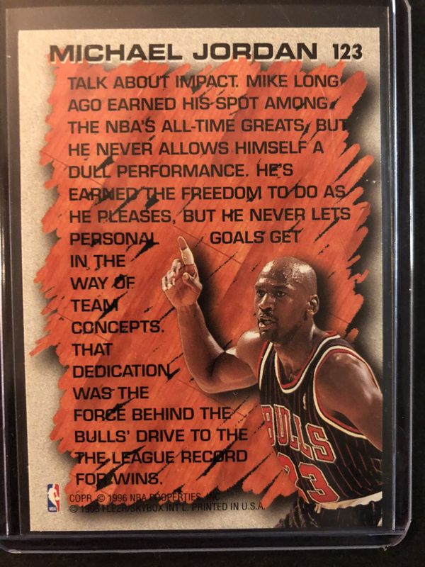 Michael Jordan 1996 FLEER Hardwood Leader Basketball Card. Air Jordan