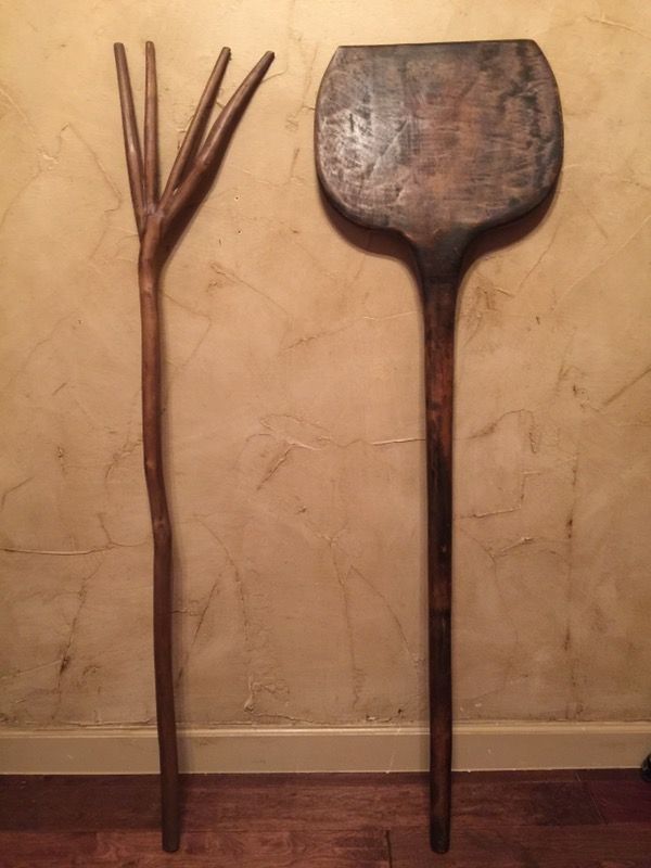 Pottery Barn 2 Antique Rakes And 2 Bread Paddles For Sale In