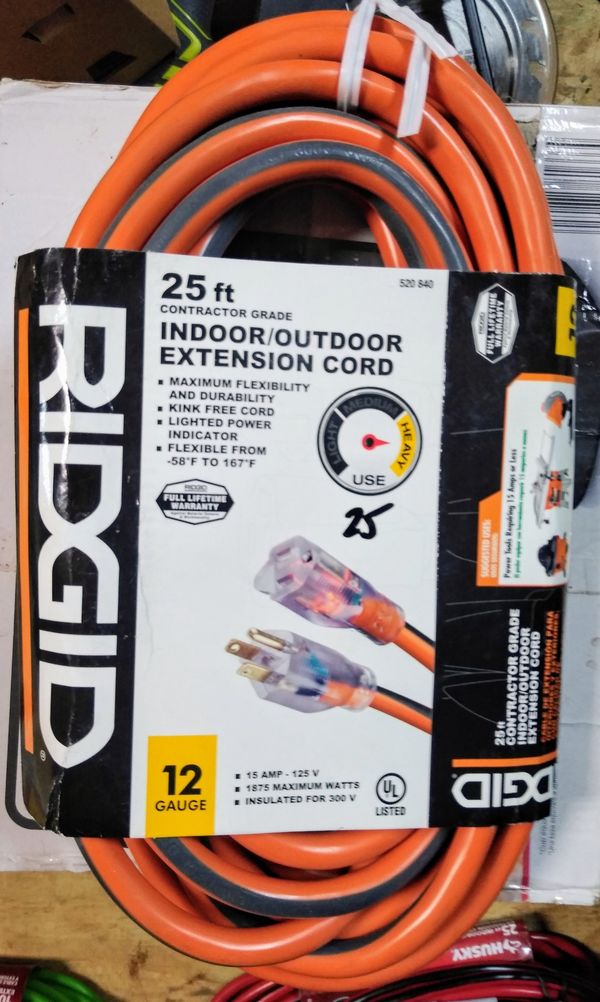 RIDGID 25 ft. 12/3 Outdoor Extension Cord for Sale in Temple, GA OfferUp