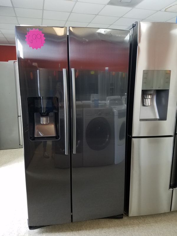 samsung side by side black stainless steel refrigerator