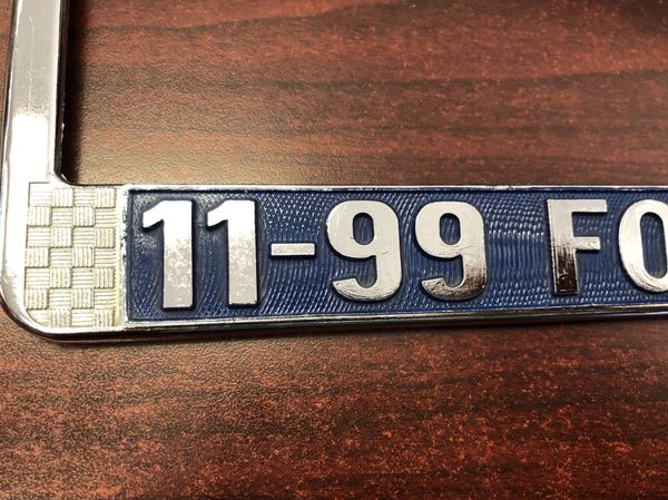 11 99 Foundation Member Blue Metal License Plate Frame For Sale In San 