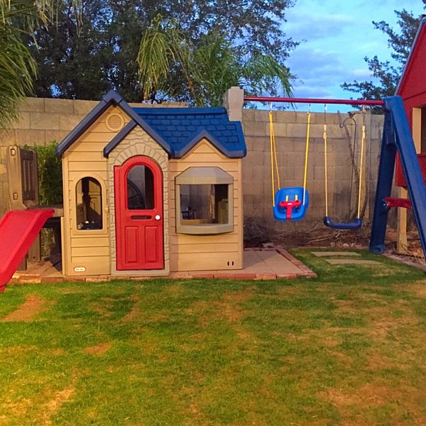 little tikes swing set playhouse