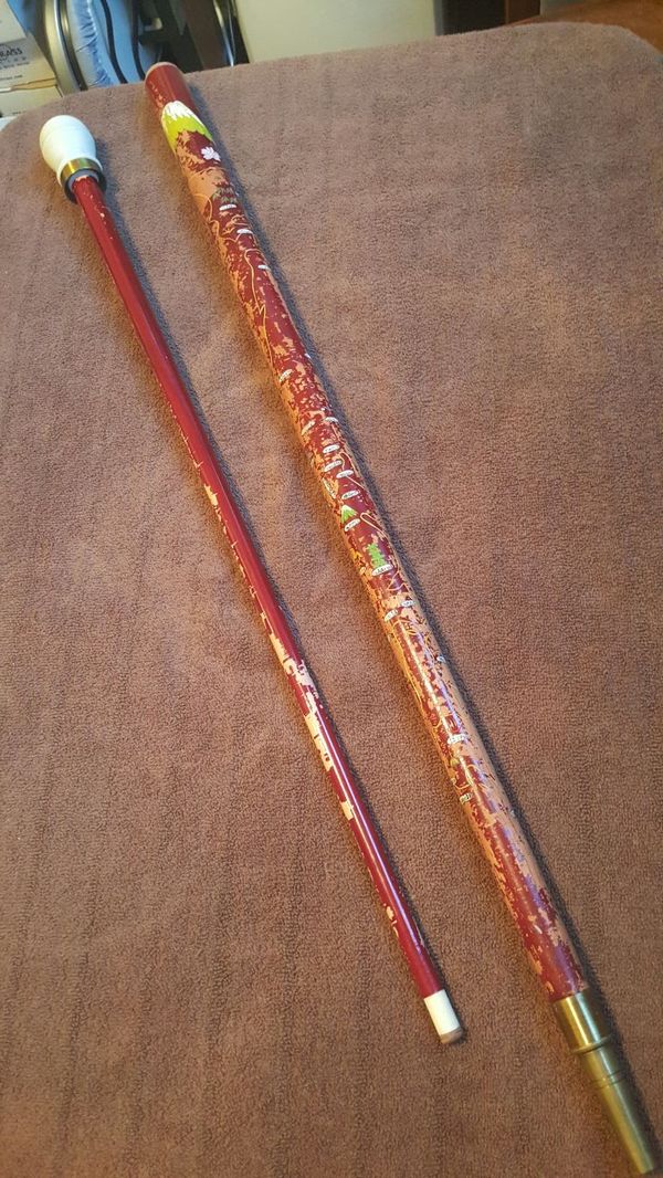 Vintage old Japanese hand carved cue and pool cane stick for Sale in
