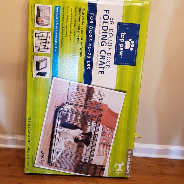 Top Paw 36 Double Door Folding Crate For Dogs 41 70 Lbs For Sale