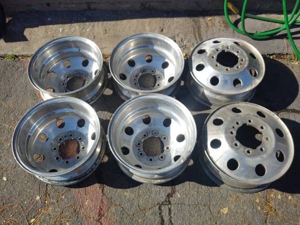 Six original Ford F350 16 inch ALCOA alloy Dually rims 8 on 6.5 inches ...