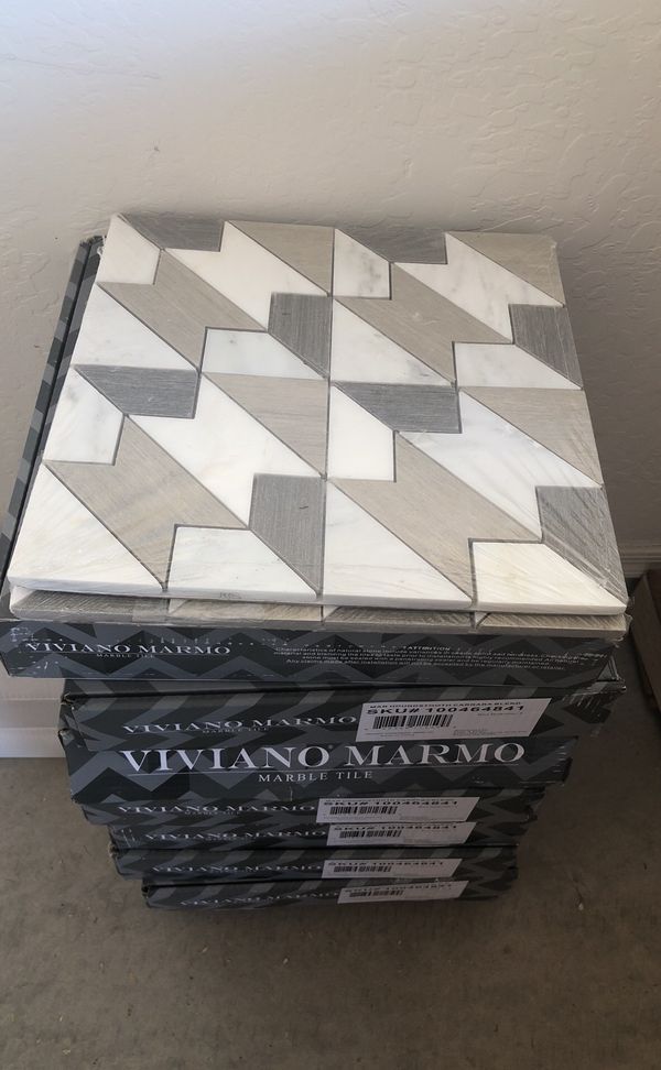 Viviano Marmo Houndstooth Carrara Blend Marble Mosaic For In 70sold