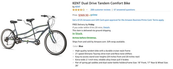 Kent Dual Drive Tandem Comfort Bike For Sale In Victorville Ca