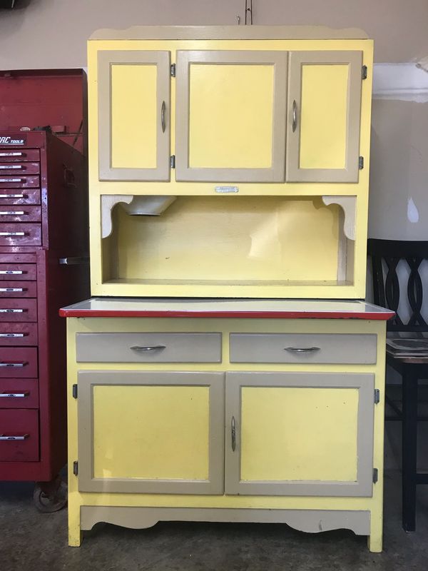 Antique 1930's Marsh kitchen hutch w/ Flour bin & slide out biscuit making tray for Sale in