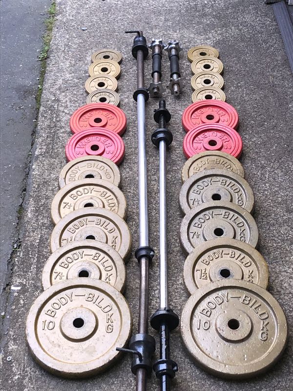Standard weight set 217.8 pounds of weights for only 140.00 for Sale