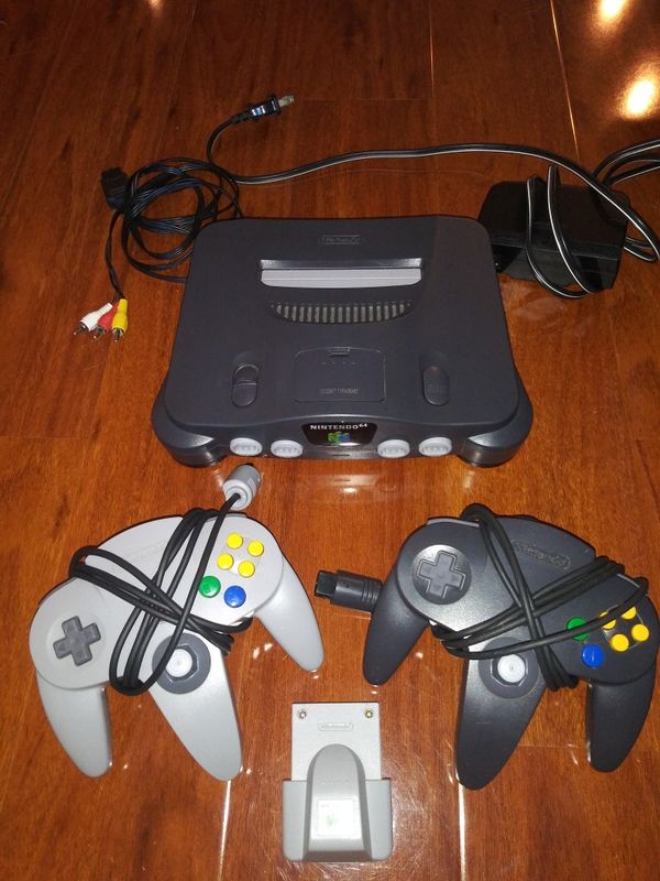 Nintendo 64 with 2 controllers, 1