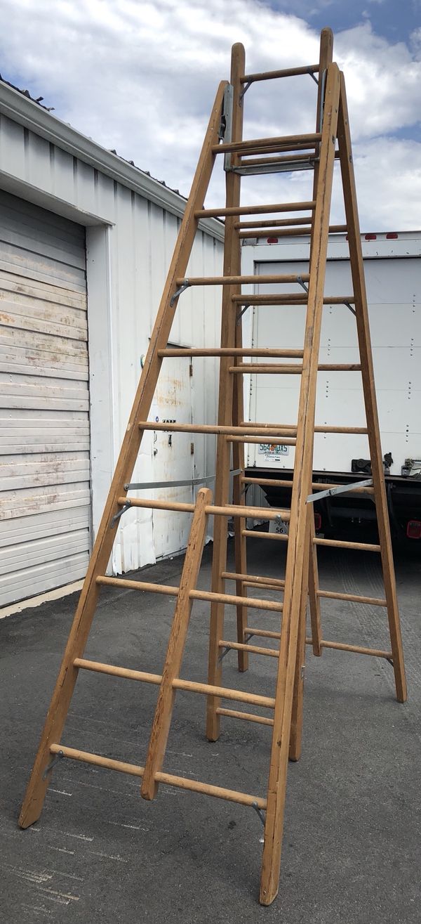 10’ wood. A frame ladder with extension trestle for Sale in Jupiter, FL OfferUp