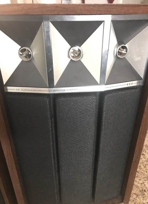 Air suspension quadra linear horn system vintage speakers mid century