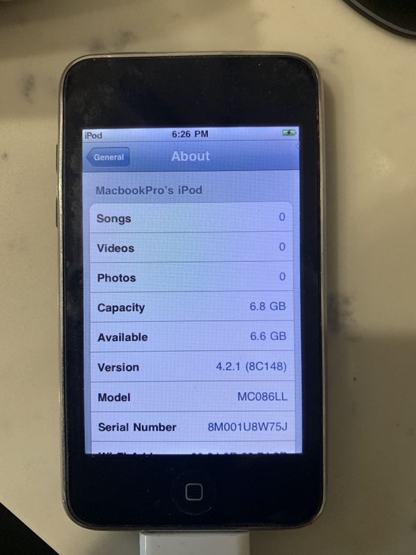 Apple iPod Touch, 2nd Generation, 8GB, Model: A1288, Part #: MC086LL/A ...