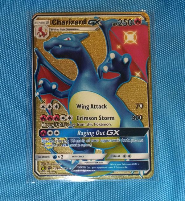 Charizard GX SV49 SV94 Hidden Fates Shiny Custom Gold Metal Textured 