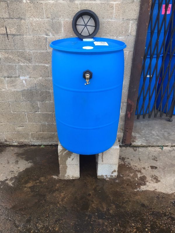 55 gallon FoodGrade Bright & Opaque Blue (repurposed) Rain barrels