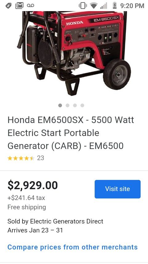 Honda generator em6500sx for Sale in Madera, CA - OfferUp