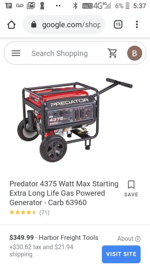 4375 watt predator generator for Sale in Sacramento, CA - OfferUp