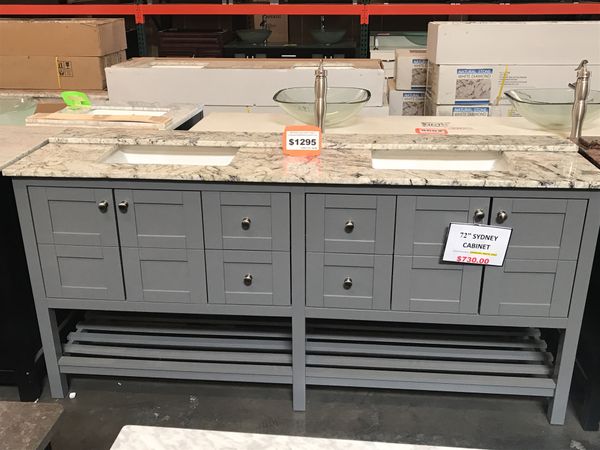 72 Gray Sydney Bathroom Vanity White Diamond Granite Counter