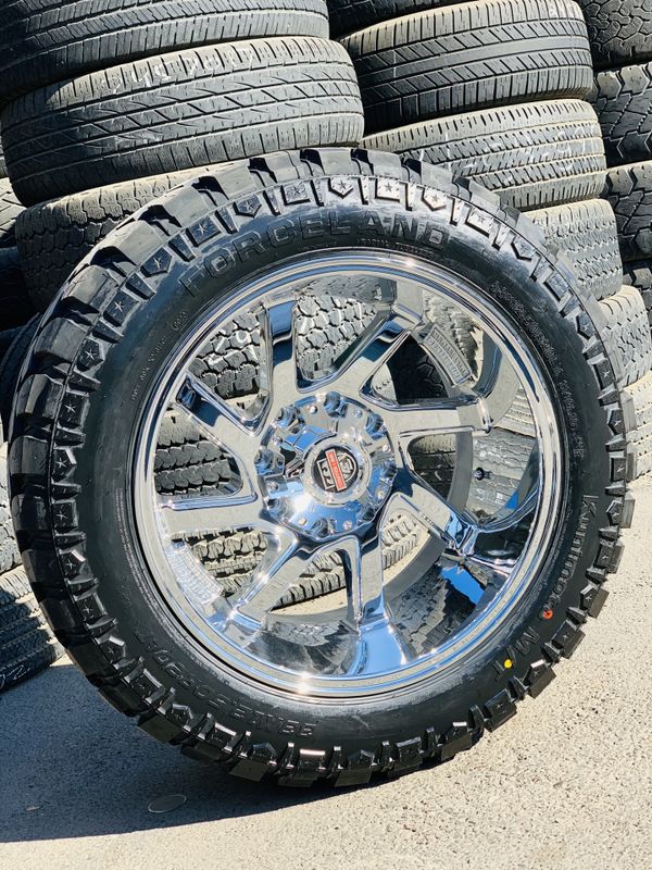 20x12 new chrome deep dish rims and mud tires 33125020 8x170 Ford F250
