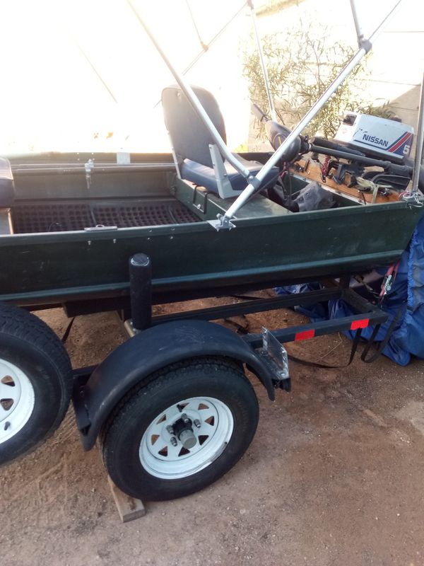 12ft aluminum Cabela's fishing boat complete setup motor trailer fish