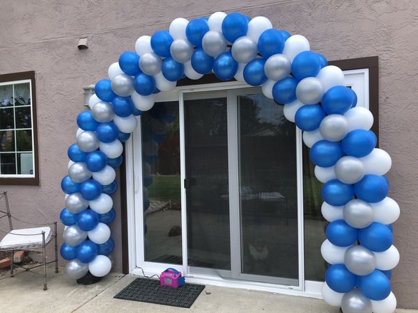 Blue white sliver balloon arch for Sale in Antioch, CA - OfferUp