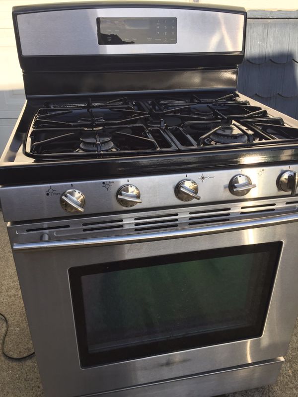 Jenn Air stainless steel 5 burners gas stove with self cleaning ...