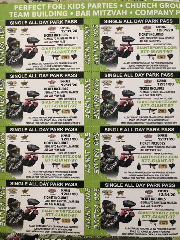 Paintball passes/tickets for Sale in Lakewood, CA OfferUp