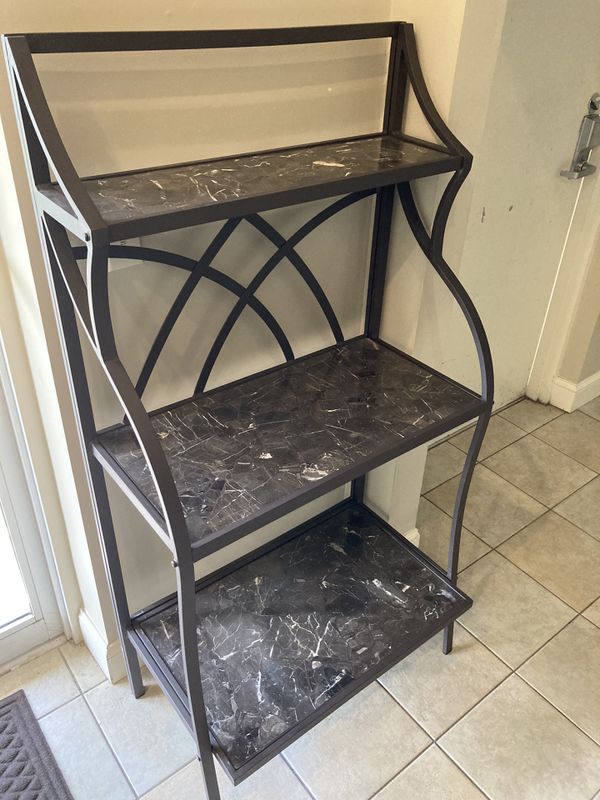 Bakers rack with granite/marble like shelves for Sale in Port St. Lucie