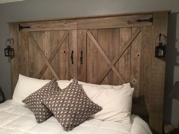 Queen headboard barn door style reclaimed wood for Sale in Tacoma, WA