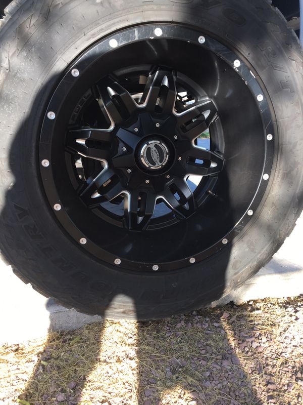 TRADE. TOYO R/T TIRES. 35x13.50R20 and 20x12 FUEL RIMS. for Sale in ...