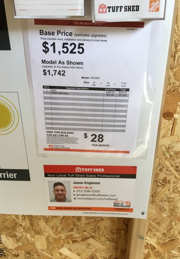 Tuff Shed KR-600 8x10 Was $1,722 Now $1,568 for Sale in ...