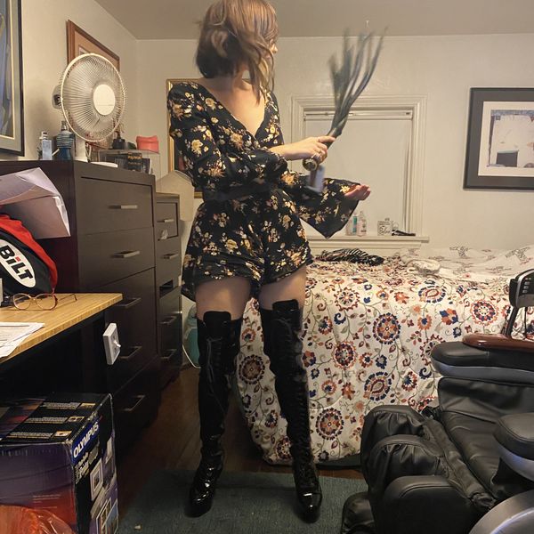 Brand new size 10 thigh high vinyl stilettos Pleasure