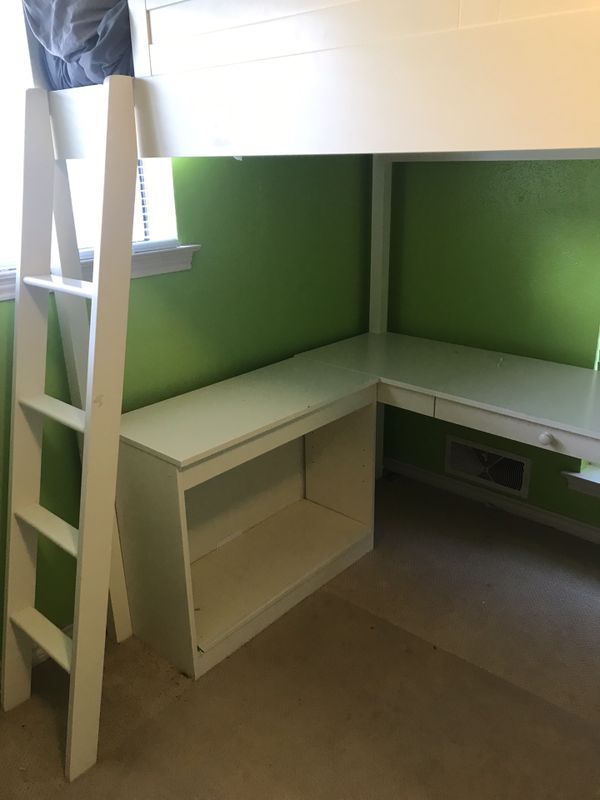 Pottery Barn Loft bed w/desk and shelves for Sale in Dallas, TX OfferUp