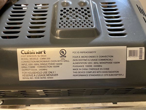 Cuisinart Microwave/Oven&Grill Model CMW-200 (Used 4 months) for Sale