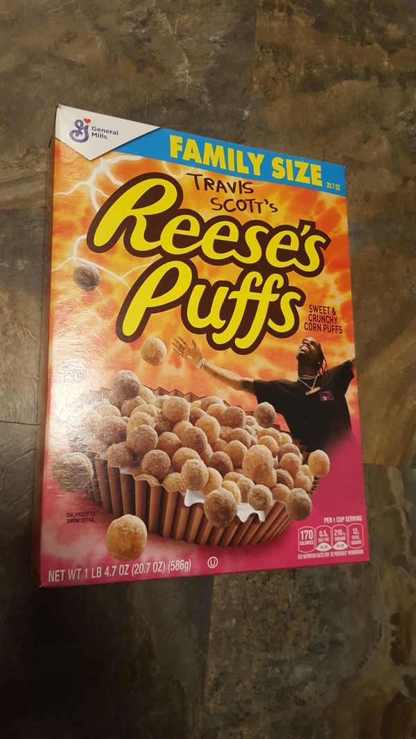Travis scott cactus jack cereal reeses puffs family size box for Sale
