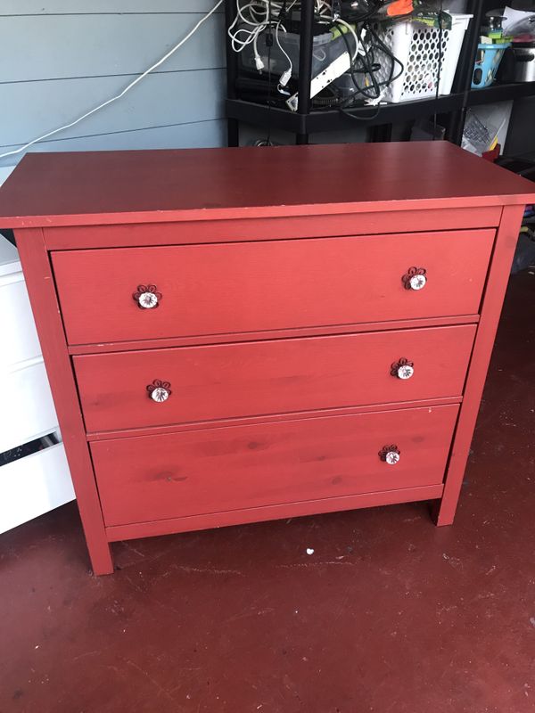 Ikea hemnes 3 drawer chest dresser RED for Sale in Orange, CA OfferUp